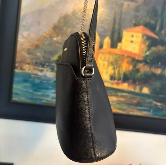 Furla Black Leather Crossbody with Gold Chain Detail - Picture 7 of 9